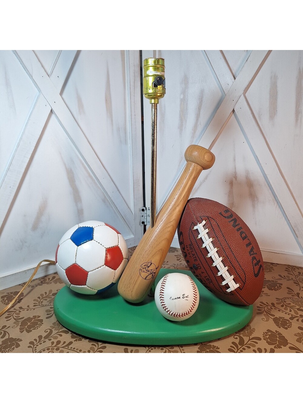 Inmon Ent. Sports Theme Table Lamp Baseball Soccer Football 16"HX14.25"W X8.25"D